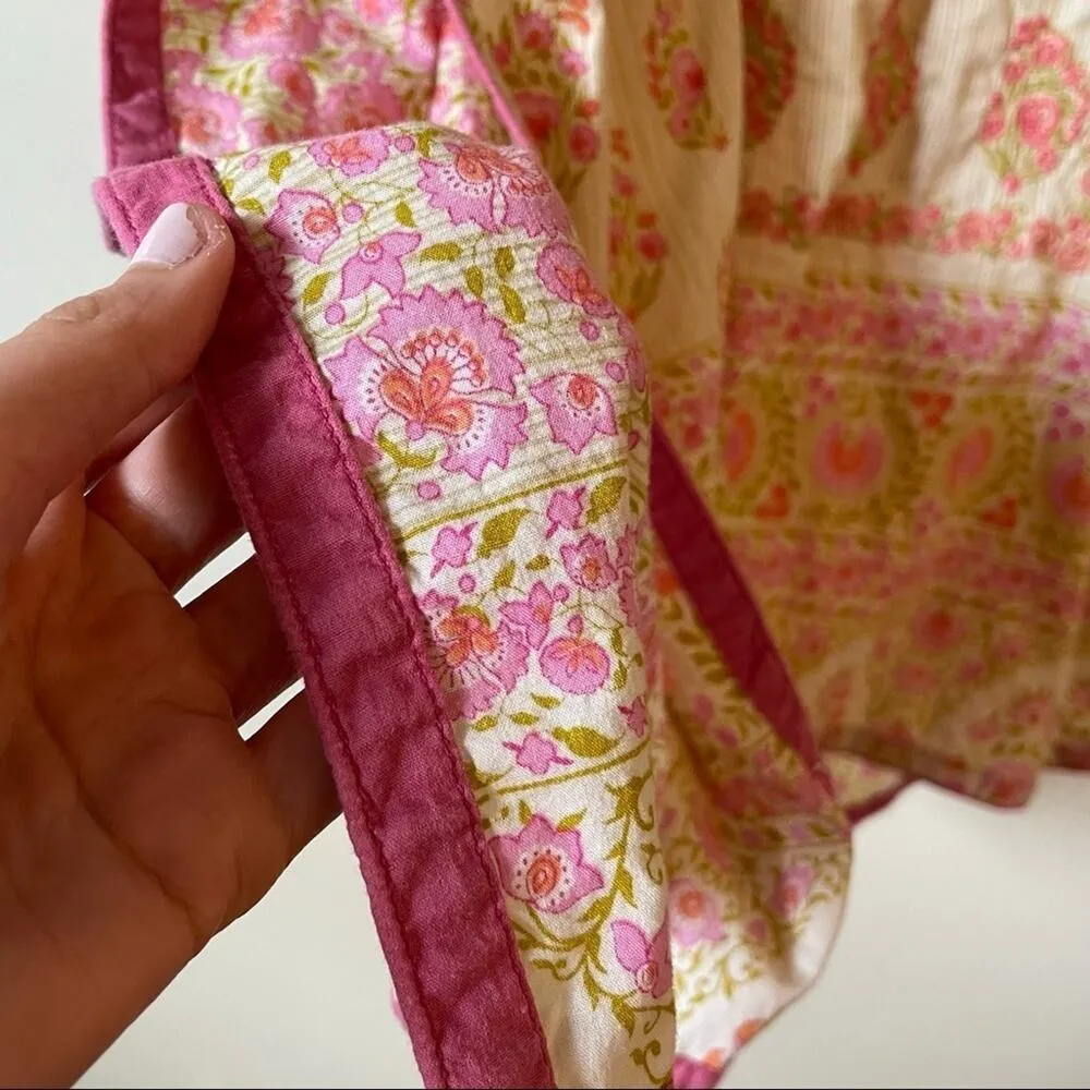 Vintage Cultural Kurta Sheath Floral Pink and Green Sheath Indian Dress - Image 5