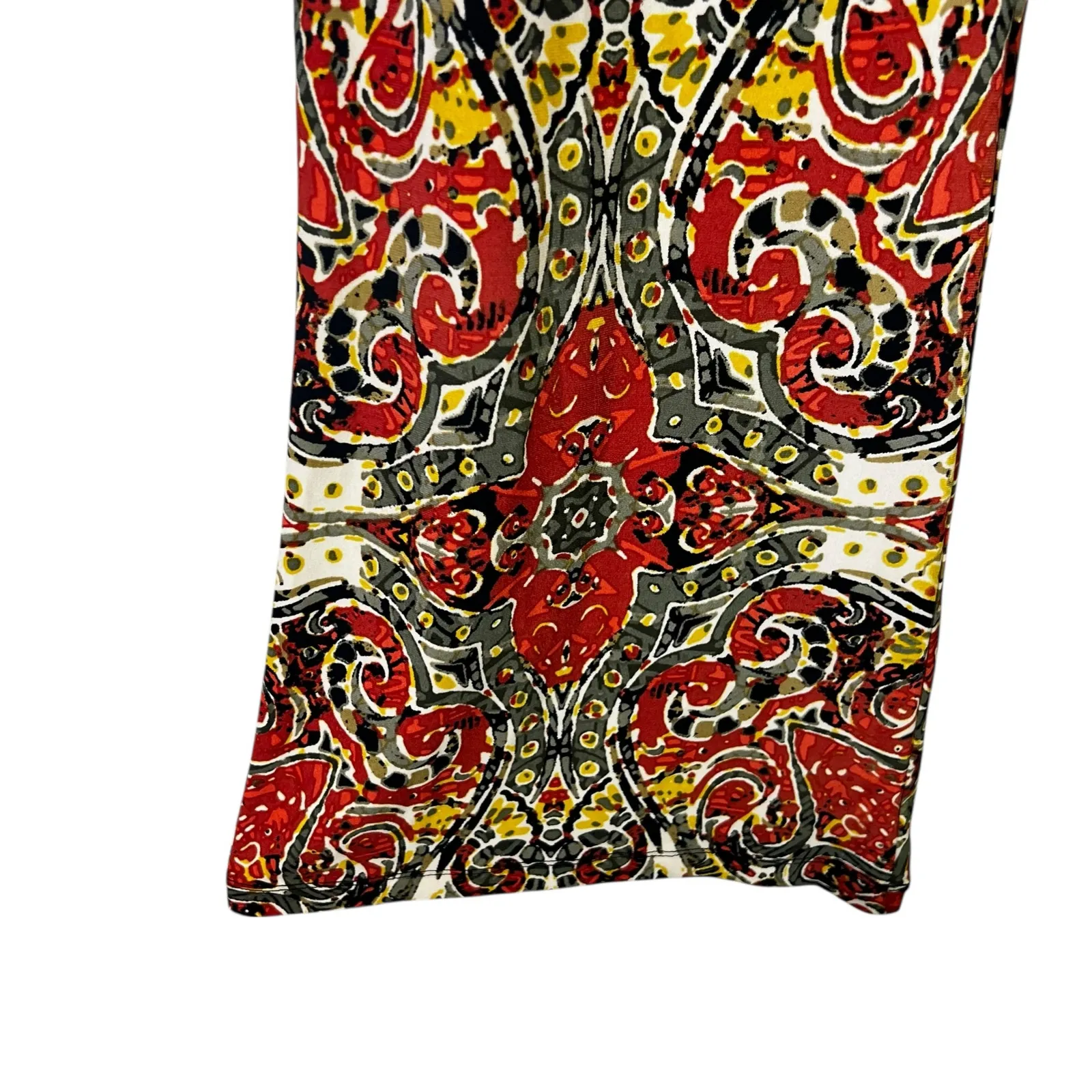 NWT Cato Paisley Flare Pants Womens S Red Multicolor Boho 70s Stretch Festival - Image 4