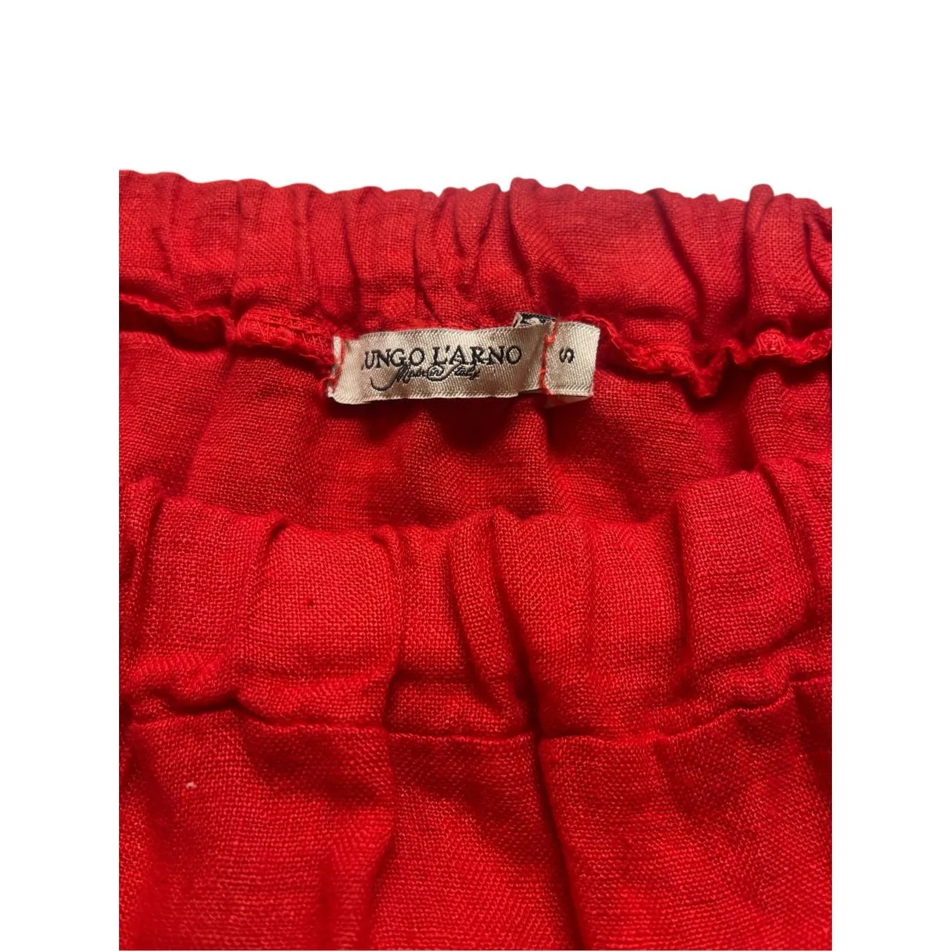 Lungo L’Arno made in Italy red linen dress lace hem sz Small - Image 5