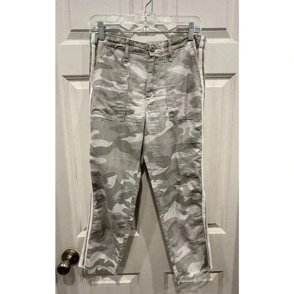 Mother The Shaker Chop Crop Fray Straight Leg Camo Pants Desert Print Size 28‎ - Image 3