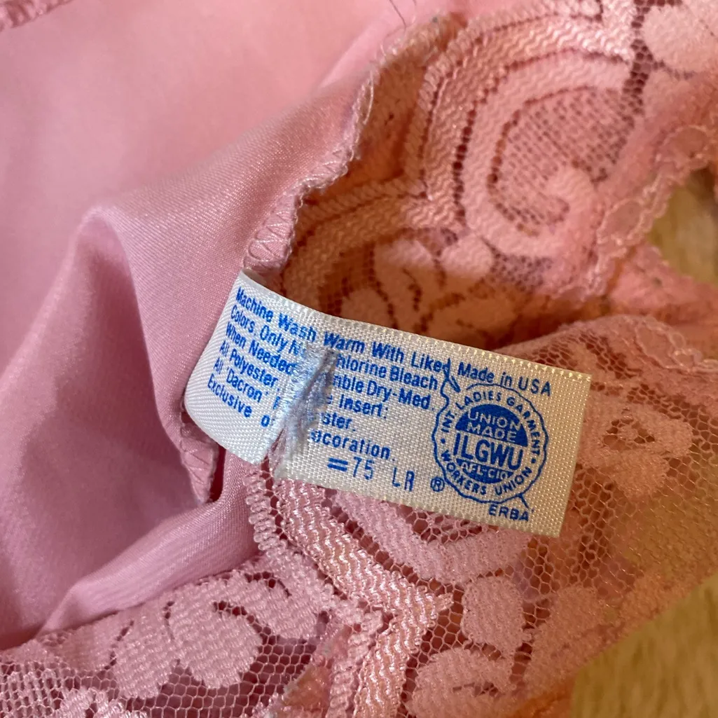 MaidenForm Vintage Chantilly Pink Lace Cami Size 3 / Small 16.5in Ptp - Image 12