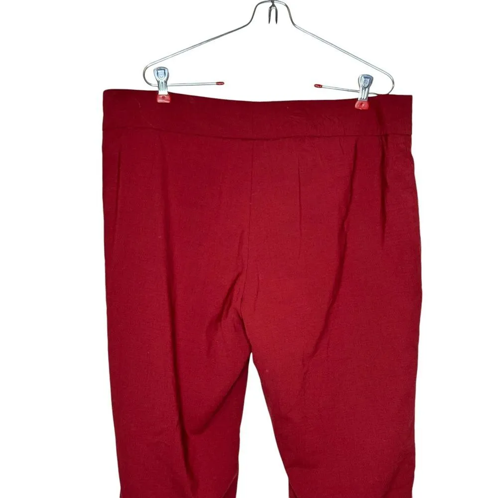 Worth Women Pants Relaxed Zipper Silk Lined Straight Leg High Waisted Red Medium - Image 5