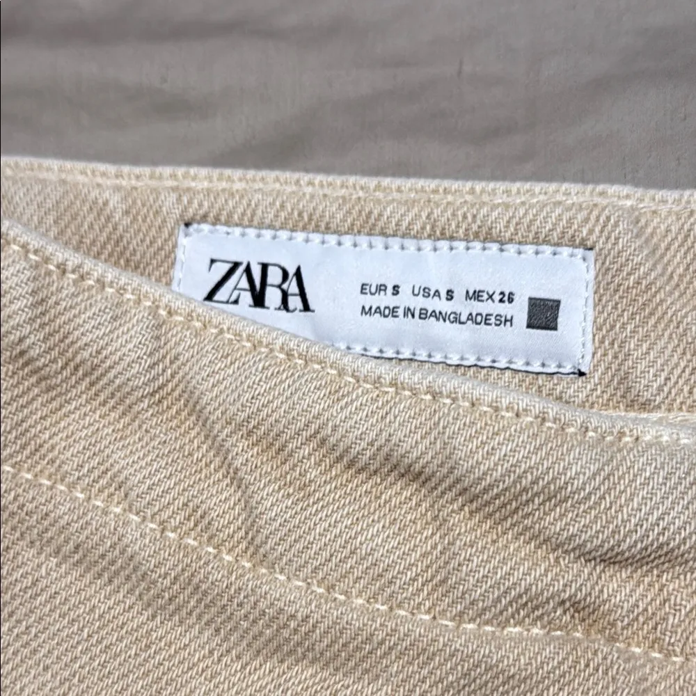 NWOT Zara Tan Mini Skort with Button Detail - Image 2