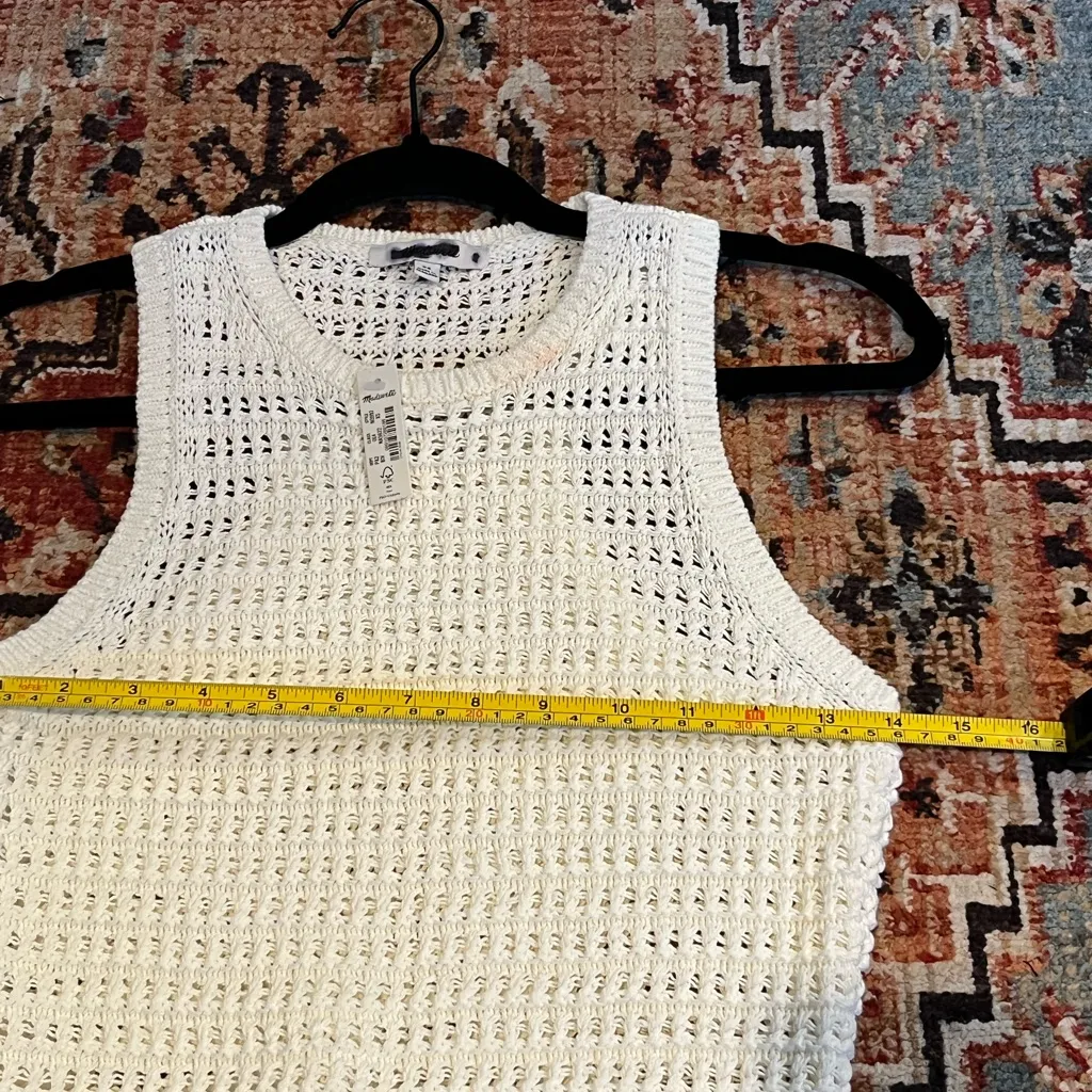Madewell Women's top Crochet Open Knit Sweater tank Sz xs - Image 6