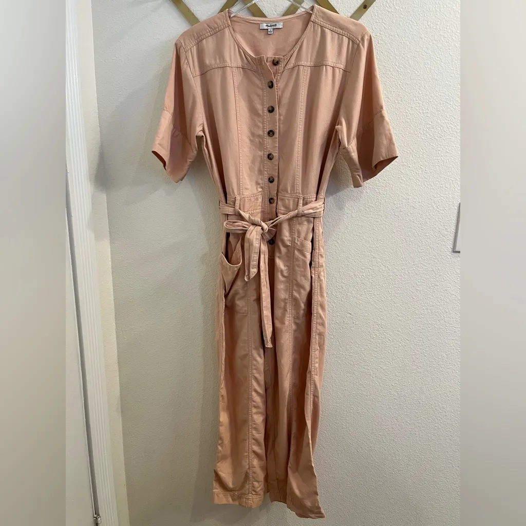 Madewell Top-Stitched Coverall Jumpsuit Bashful Blush 6 - Image 5
