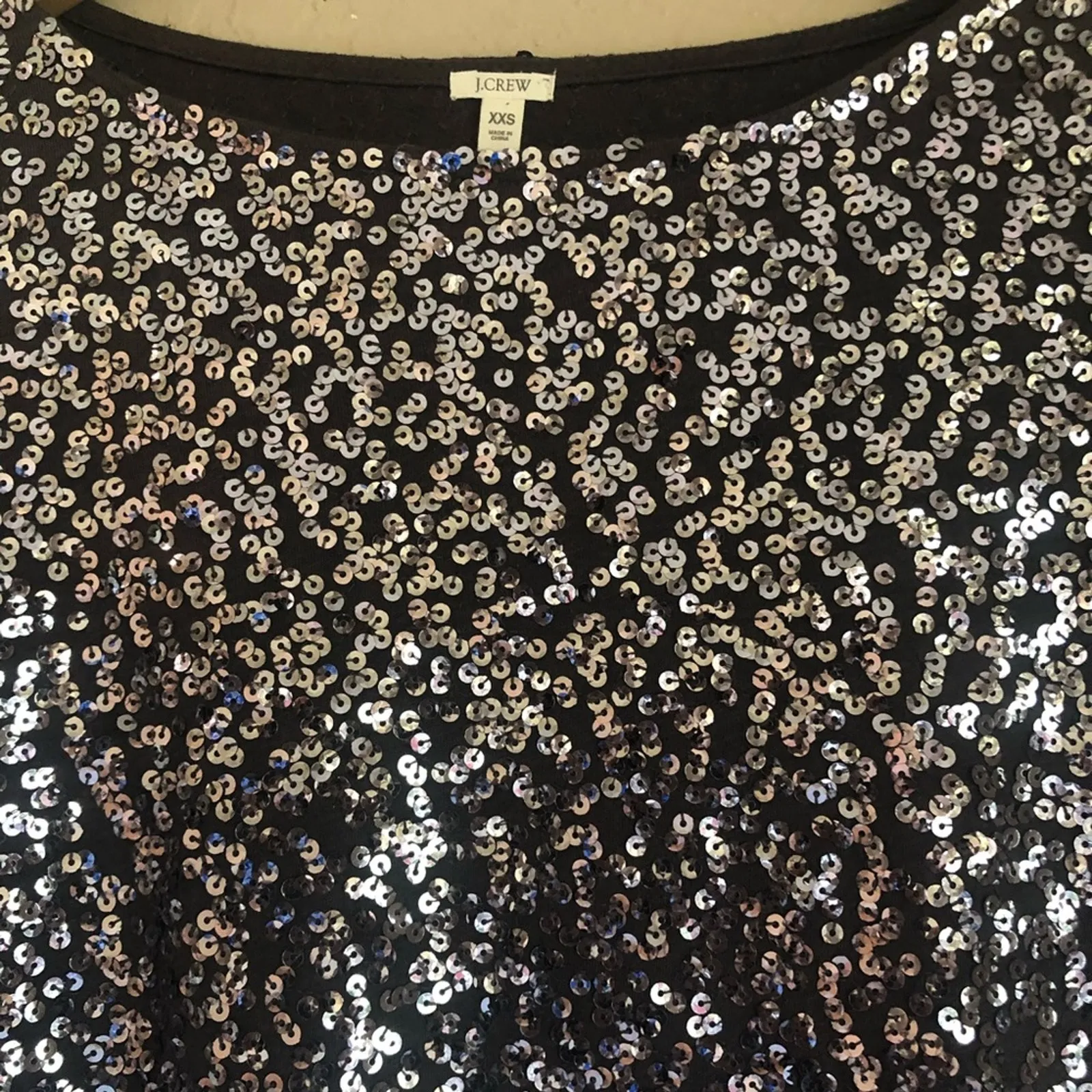 J. Crew Sequin Dark Gray Top Blouse XXS Oversized Preppy Glam Cocktail NYE Party - Image 2