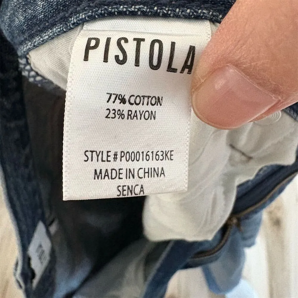 Pistola Women's Straight Jeans Size 25 Blue Raw Hem Medium Wash - Image 7