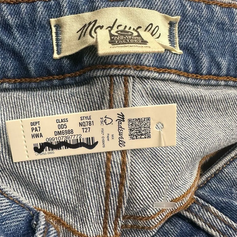 NWT Madewell Women's Tall Curvy 90’s Straight Crop Jeans Size 27T 27 Blue - Image 7