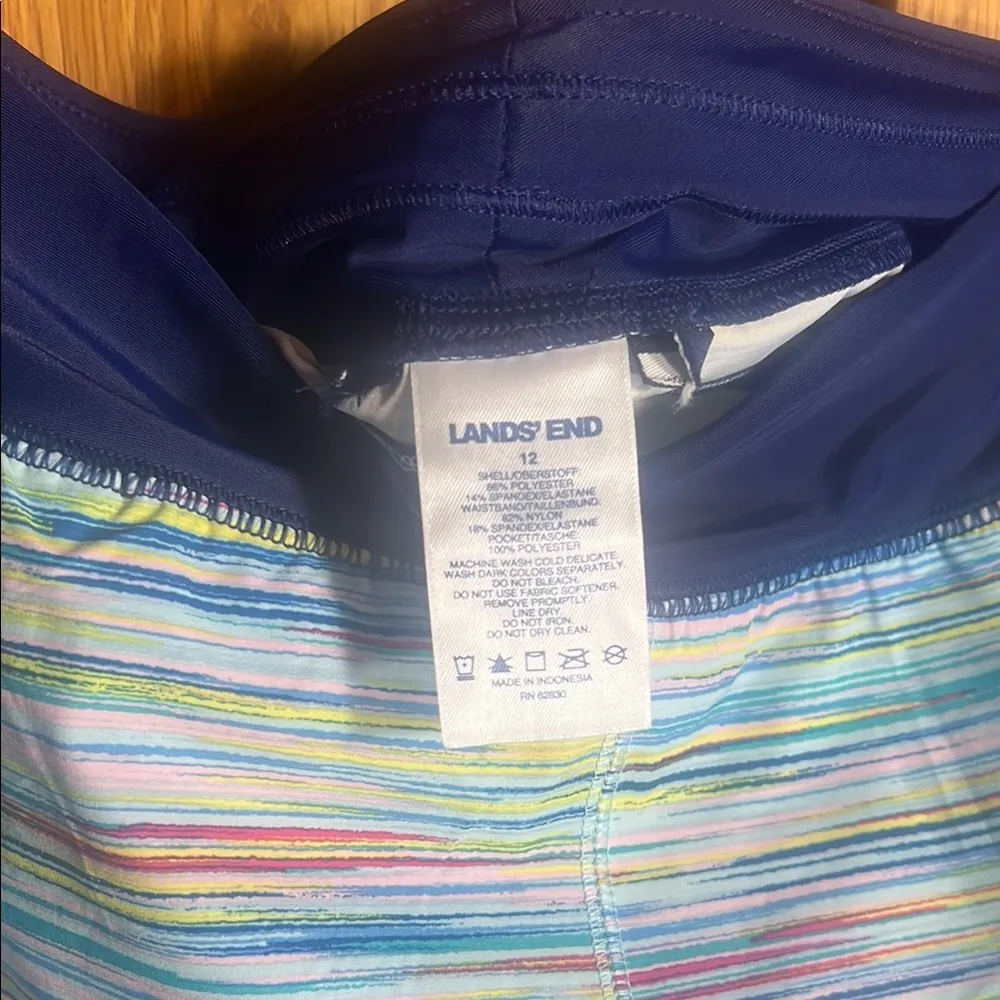 Colorful Striped Women's Shorts Blue Size 12 - Image 2