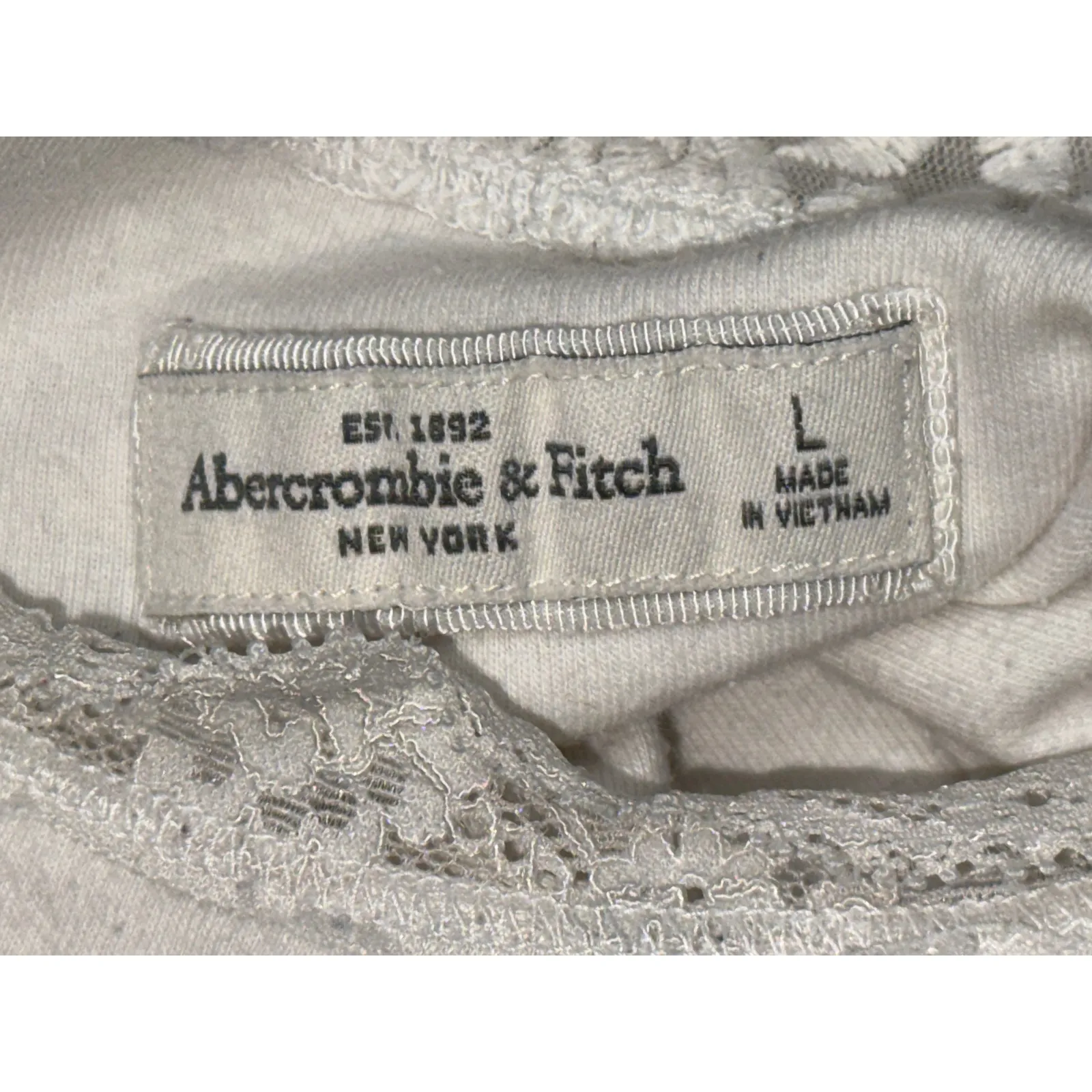 Abercrombie & Fitch White Lace Trim Racerback Tank Top Vintage Y2K Womens Size L - Image 3