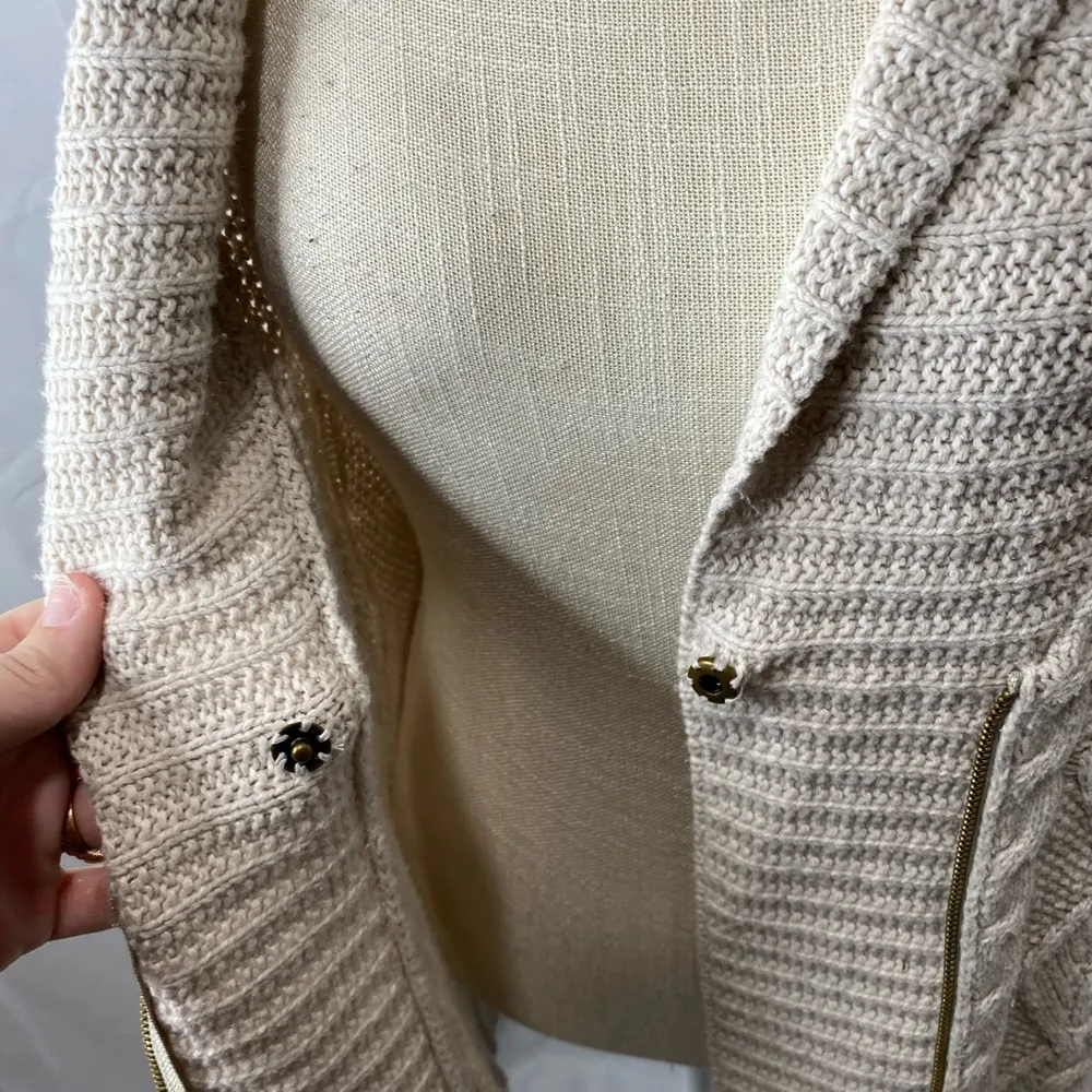 Eddie Bauer chunky knit sweater, shawl collar zipper front size Large - Image 6