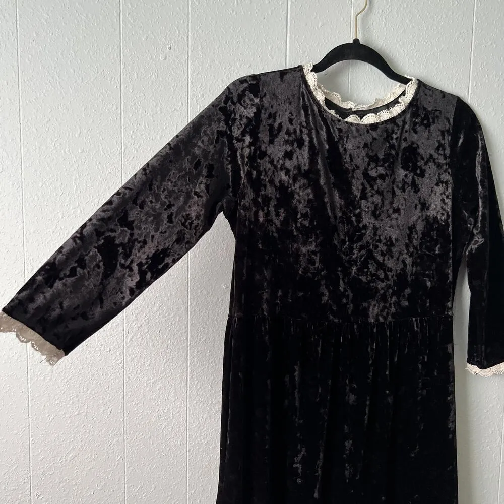 Roolee Babydoll Dress Juniors M Velvet Y2K Vamp Fairygoth Witchy Wednesday Event - Image 5