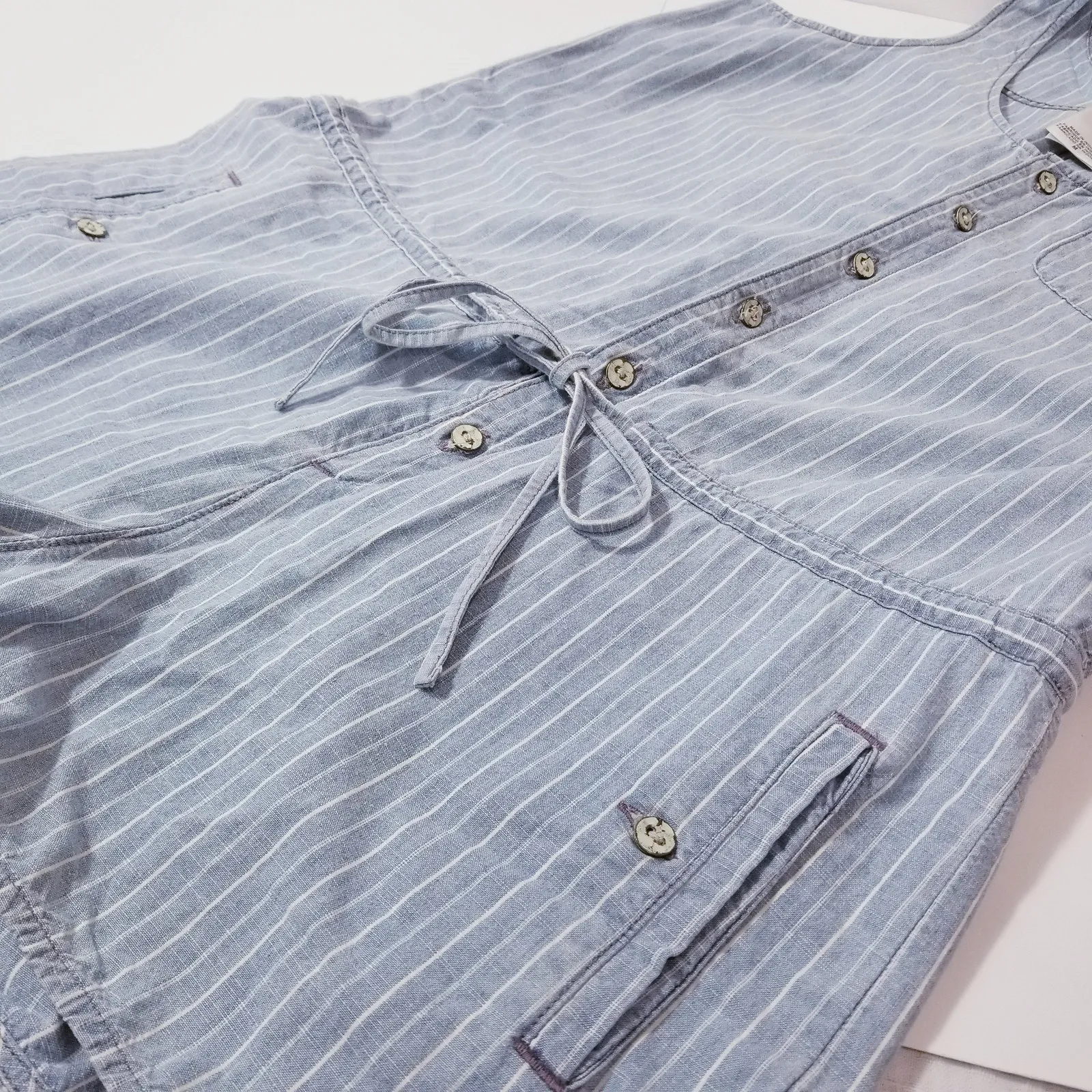 Levi's Striped Women size Medium 100% Cotton Denim Romper - Image 9