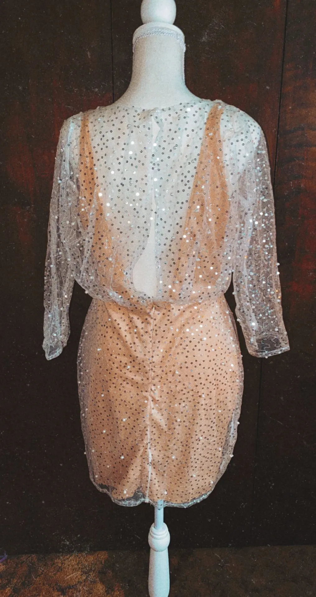 Sequin Overlay Mesh Party Dress - Image 2