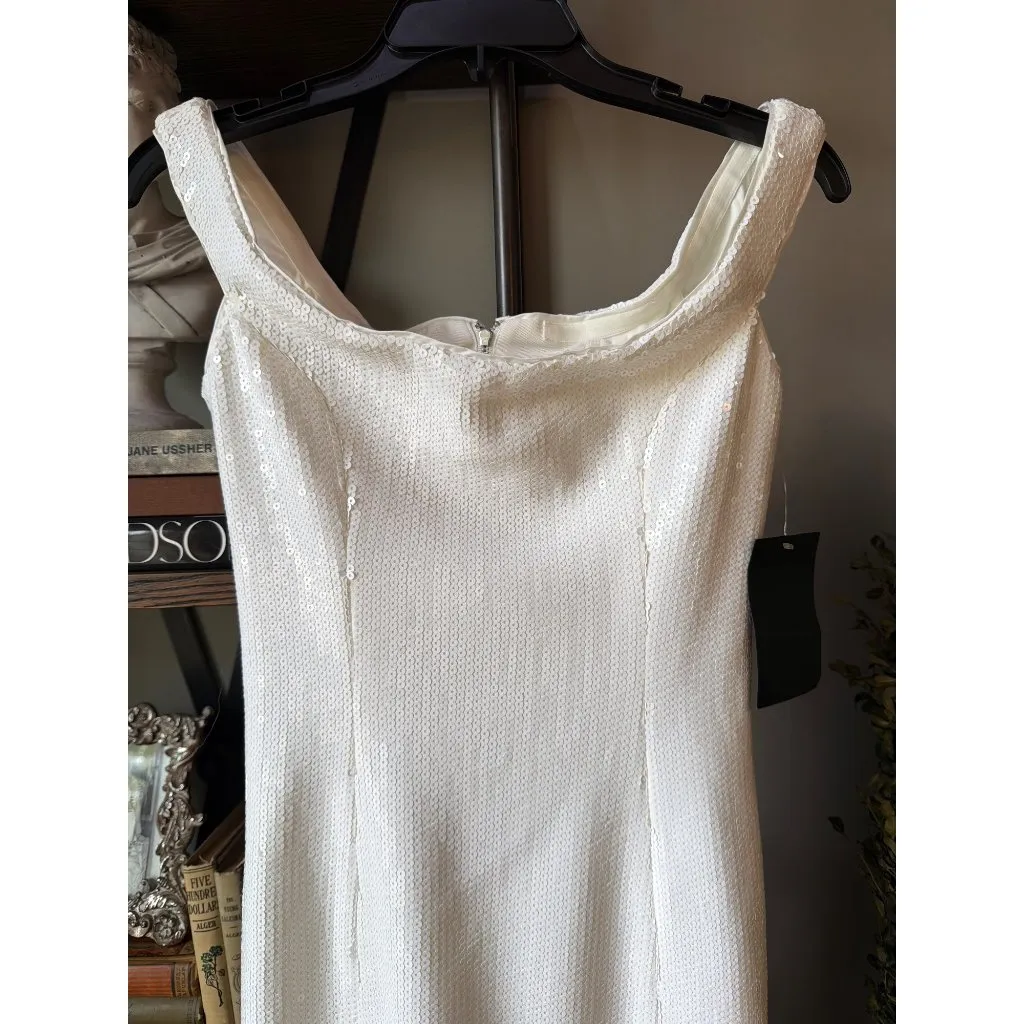 retrofete Jazmina Off Shoulder Sequin Dress White Womens Size XS - Image 7