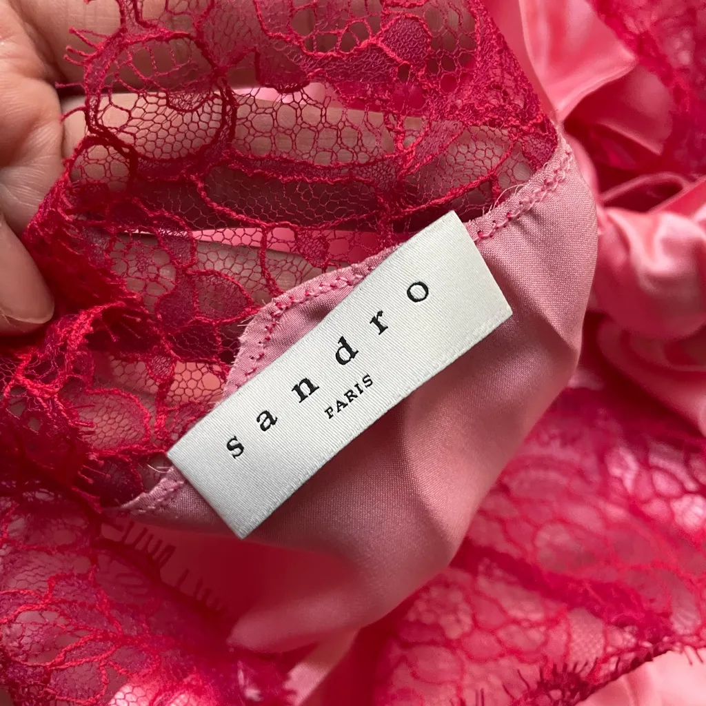 NWT Sandro Emi Lace-trimmed Silk Cami in Pink - Image 13