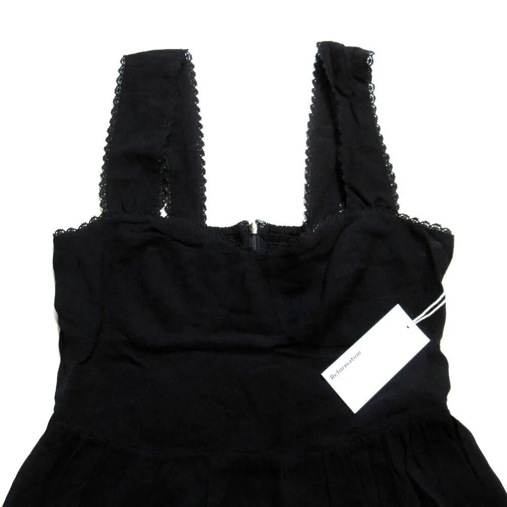 NWT Reformation Hedda in Black Lace Trim Tiered Midi Tank Dress 6 - Image 6