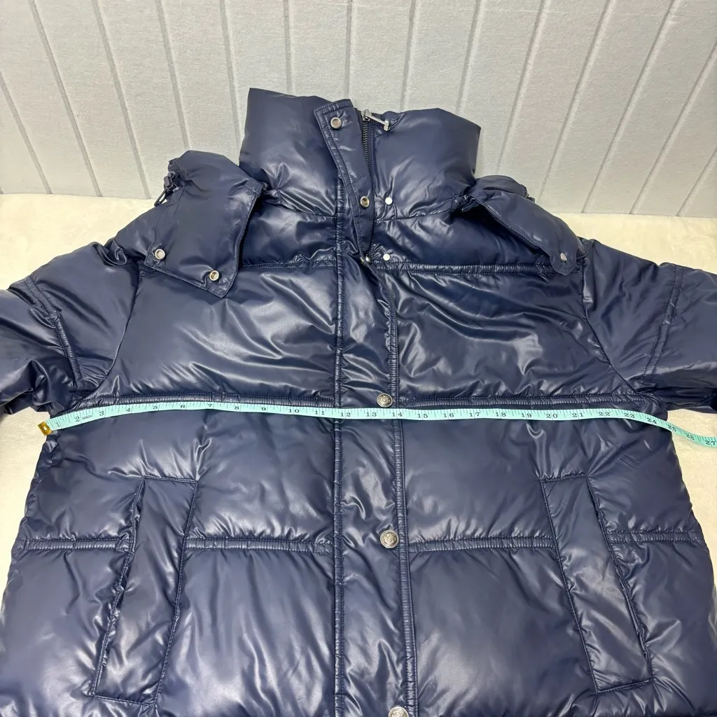 MASSIMO DUTTI Hooded Puffer Jacket Navy Blue Size L Size L - Image 11
