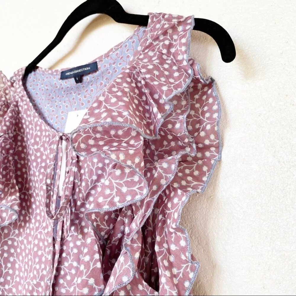 French Connection  Elao Voile Cold Shoulder Top Size Small - Image 3