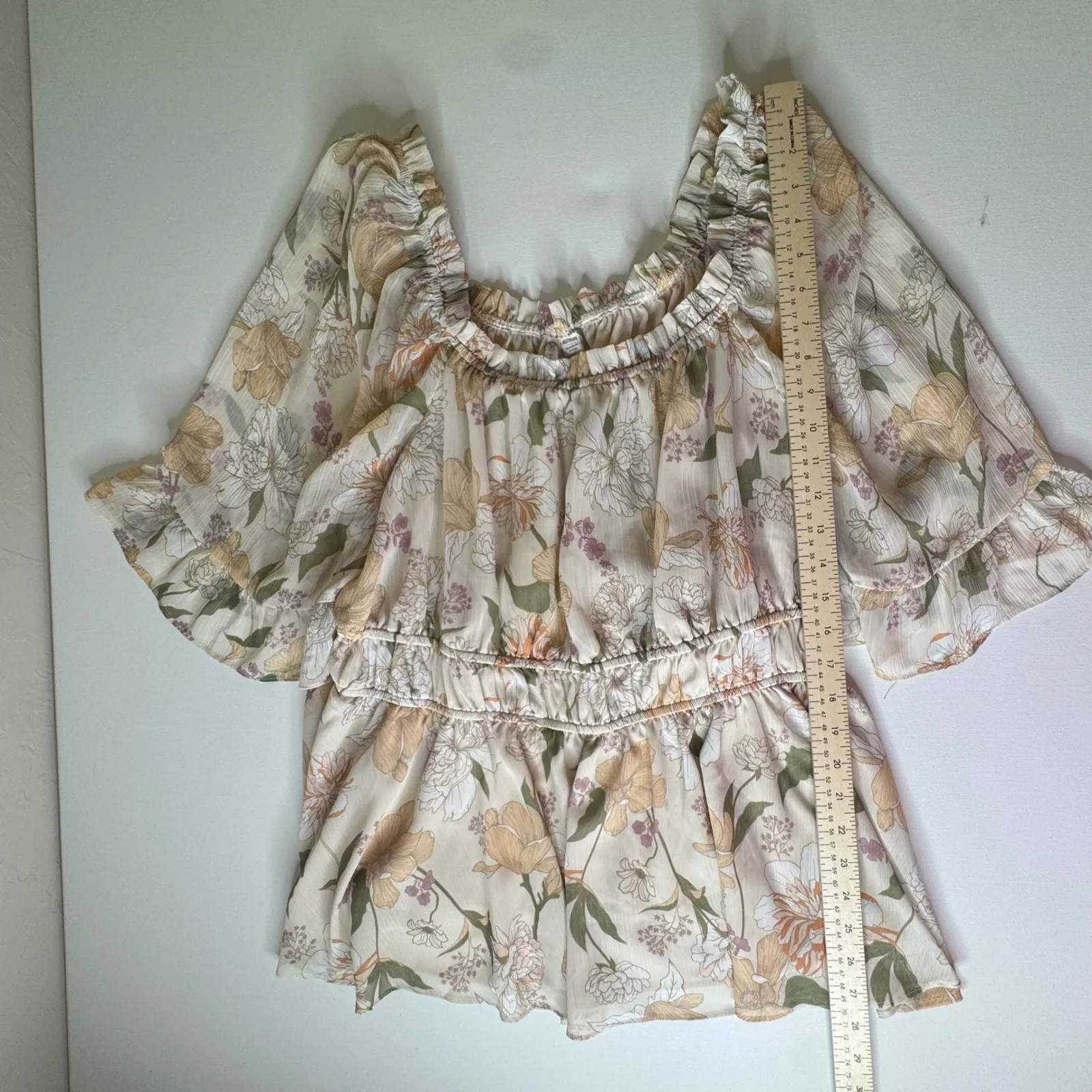 Cato Floral Peasant Blouse‎ Size 18/20W Milkmaid Cottage Tiered Feminine Boho - Image 7