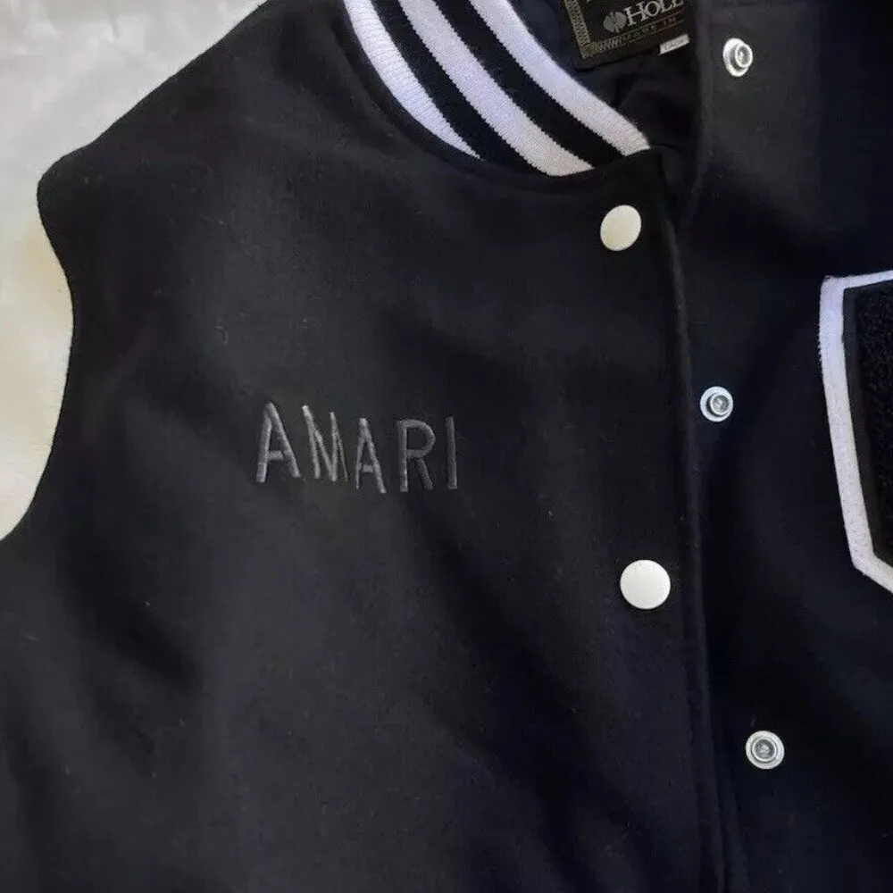 Holloway Varsity Jacket Letterman Urban Black White Wool/Leather Women’s Sz L - Image 10