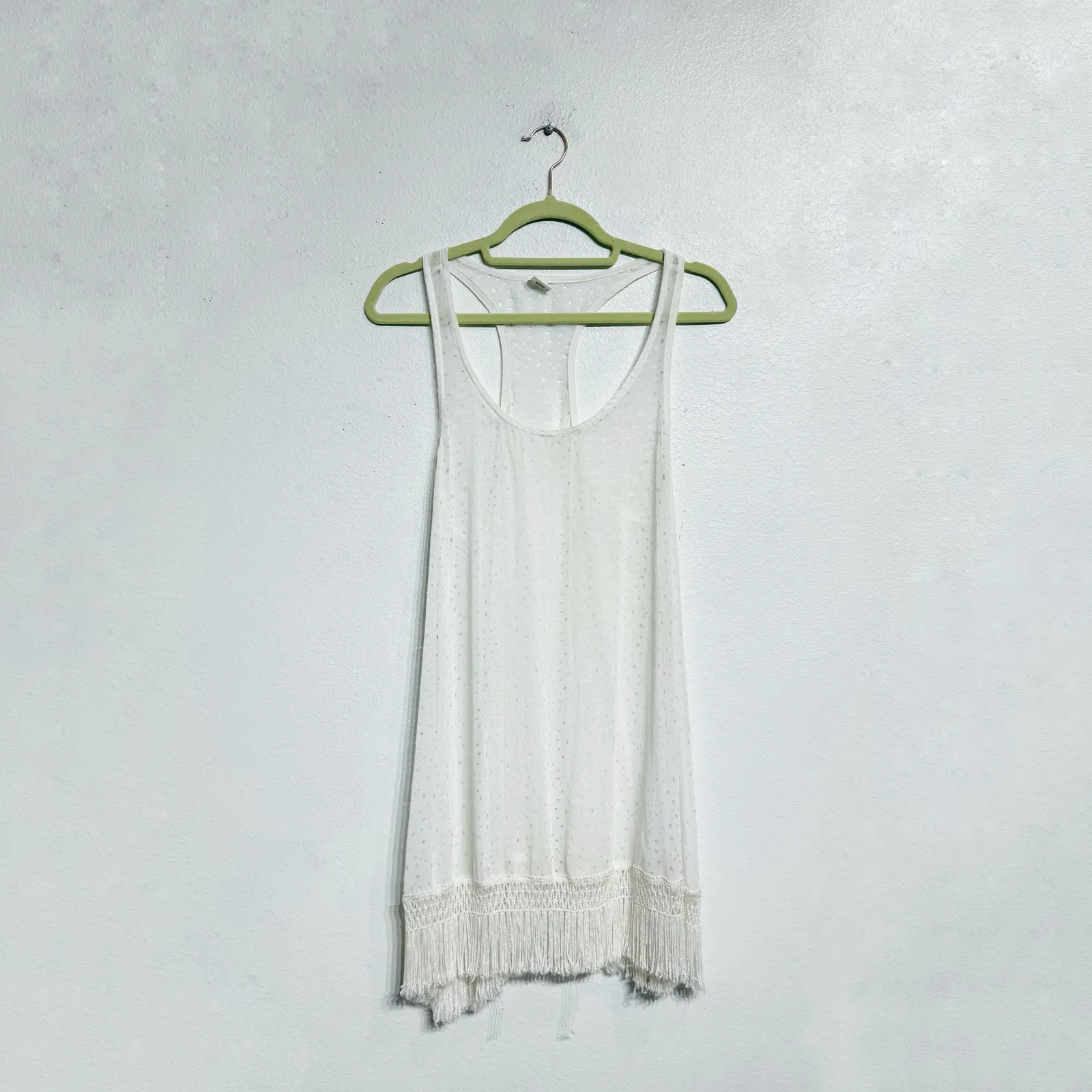 L*Space White Visions Fringe Tank Cover Up Sz S - Image 2