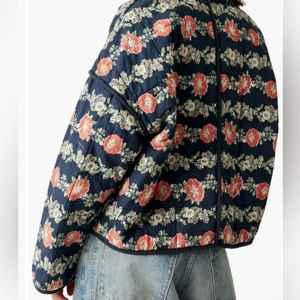 Free people Chloe Floral Print Jacket in dusk combo Size medium - Image 3