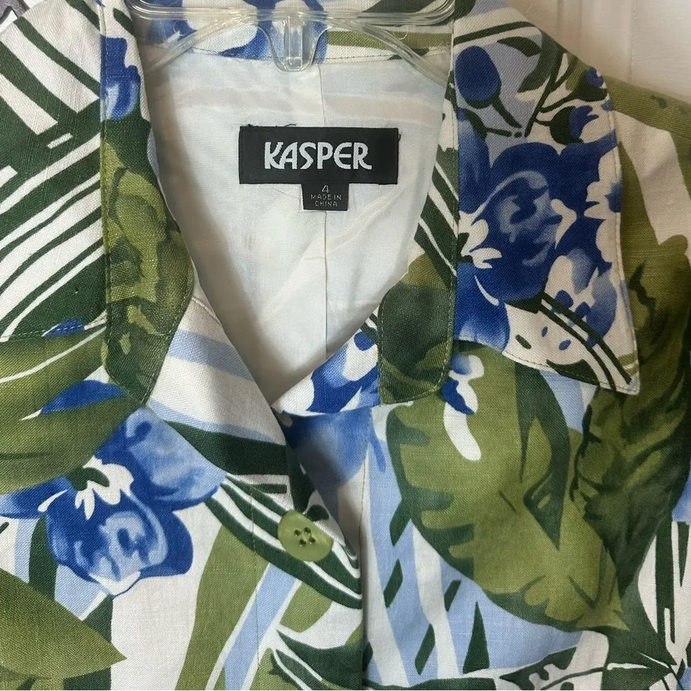 Kasper  Linen‎ Blend Tropical Print Blazer - Image 7