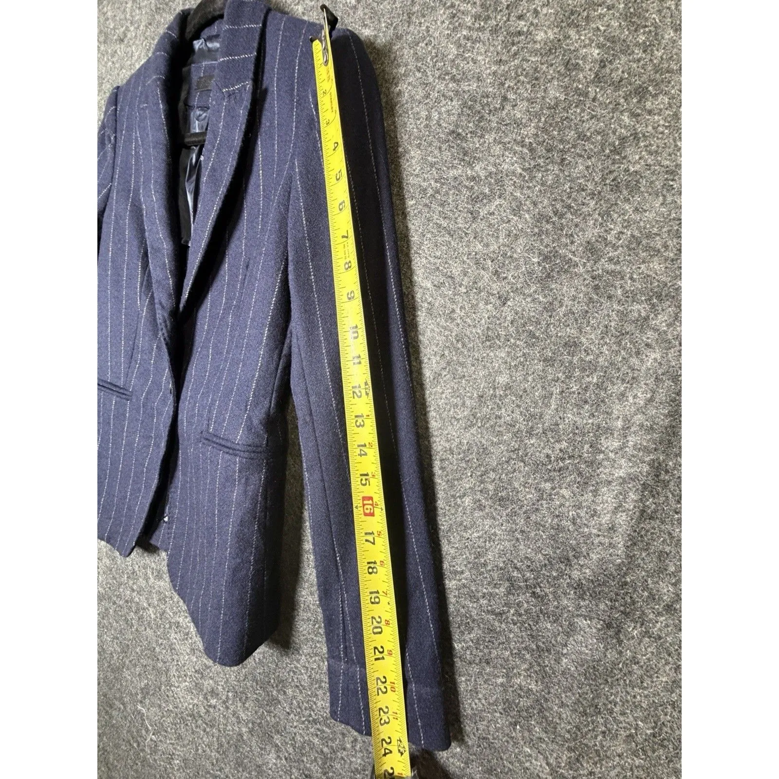 Massimo Dutti Blazer Jacket Womens 4 Blue Pinstripe Wool Blend Italian Fabric - Image 9