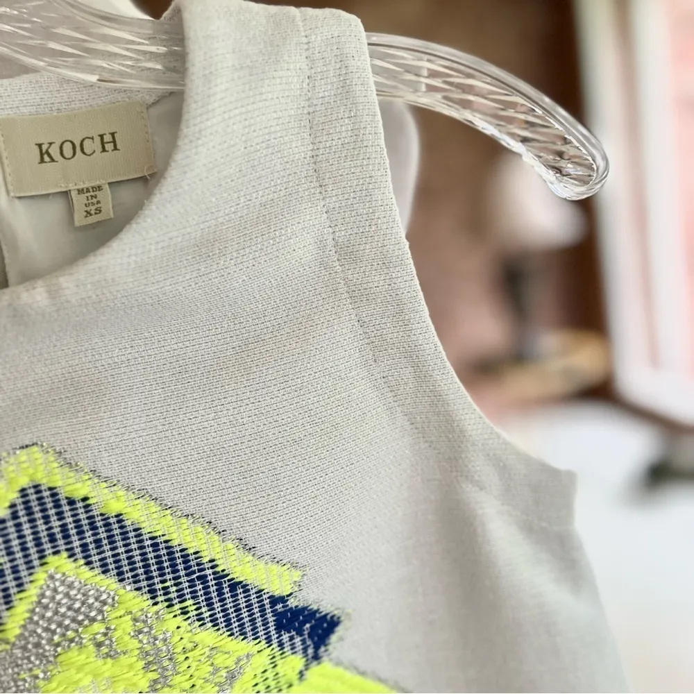 Koch Regina Dress Mini Splatter Embroidered Shift XS Graphic Sleeveless Brunch - Image 6