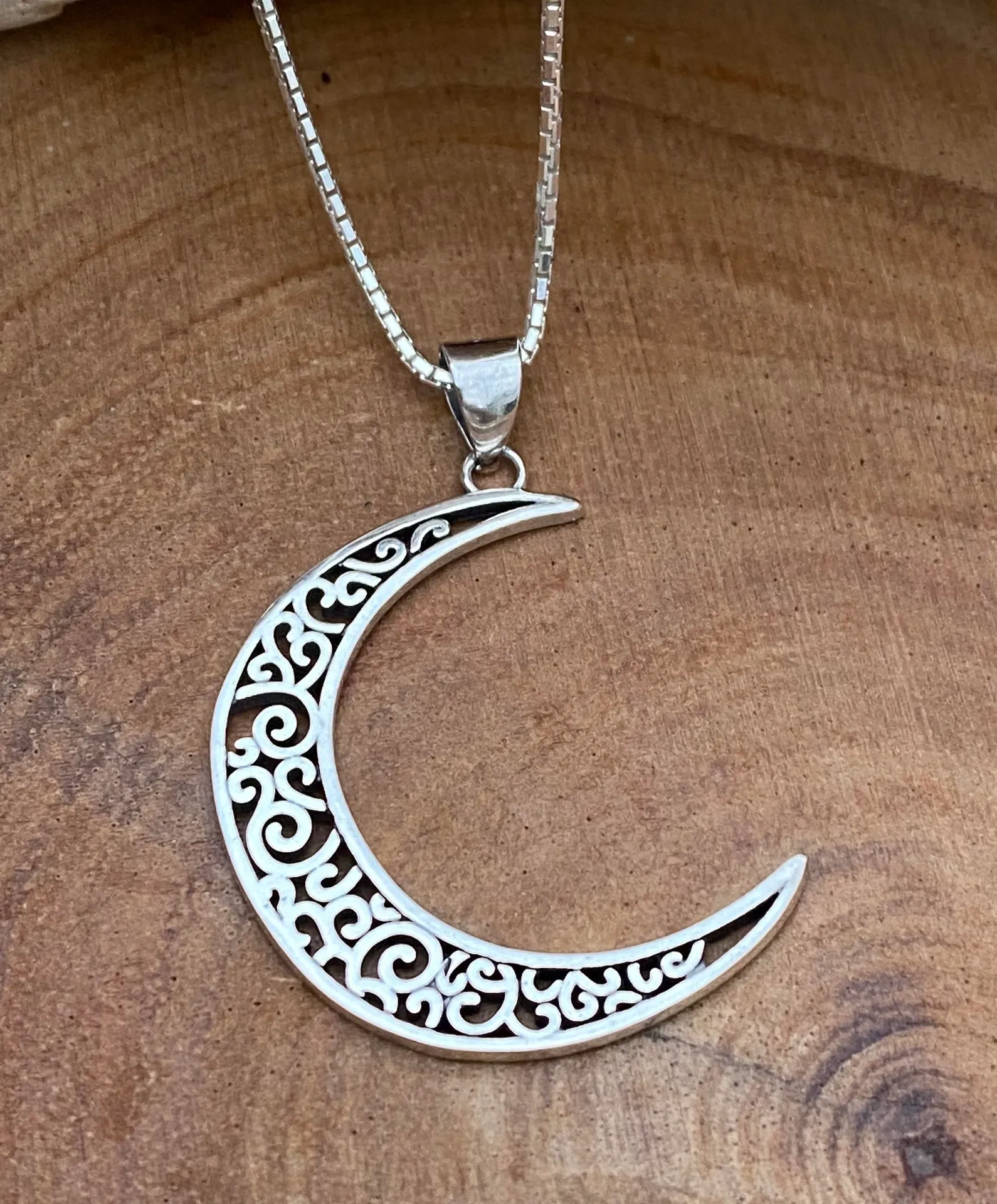 Crescent Moon Sterling Silver Celtic Necklace - Image 6