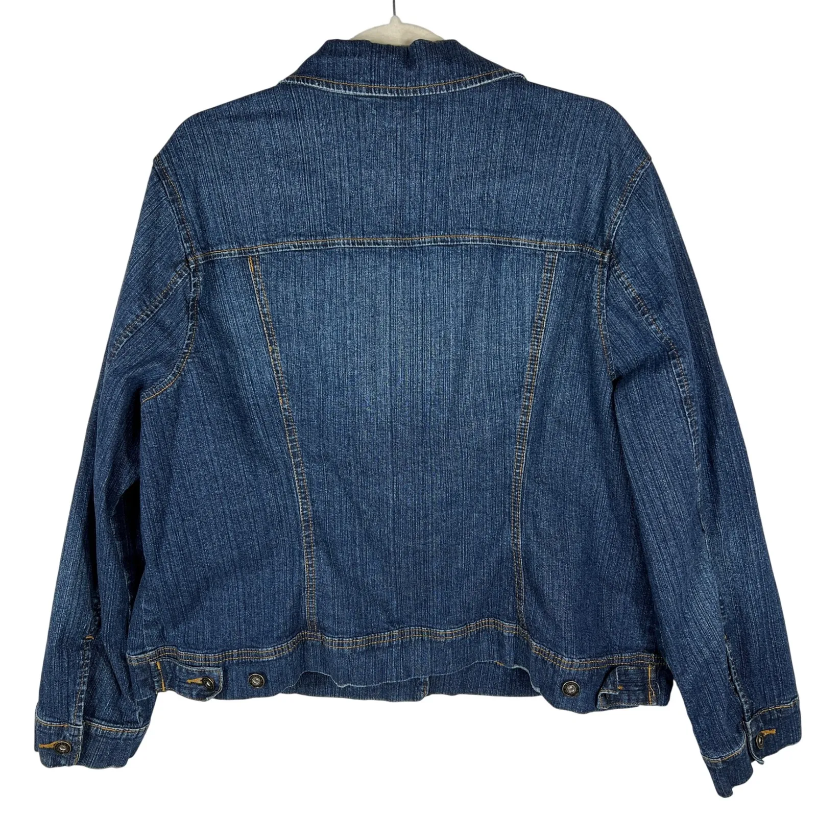 ST. JOHN'S BAY Woman Denim Jean Jacket 2X Blue Pintuck Pleated Classic Trucker - Image 2