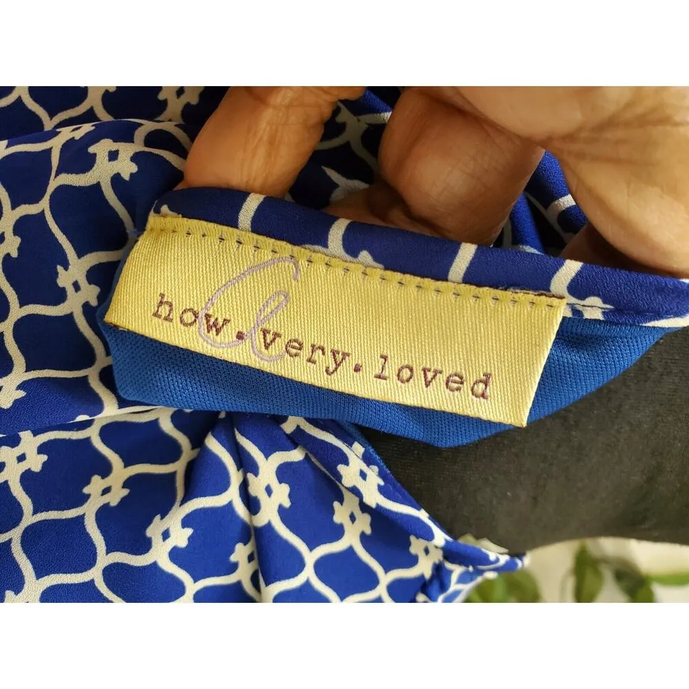 how.very.loved Women Blue Polyester Long Sleeve V-Neck Knee Length Dress Size L - Image 9