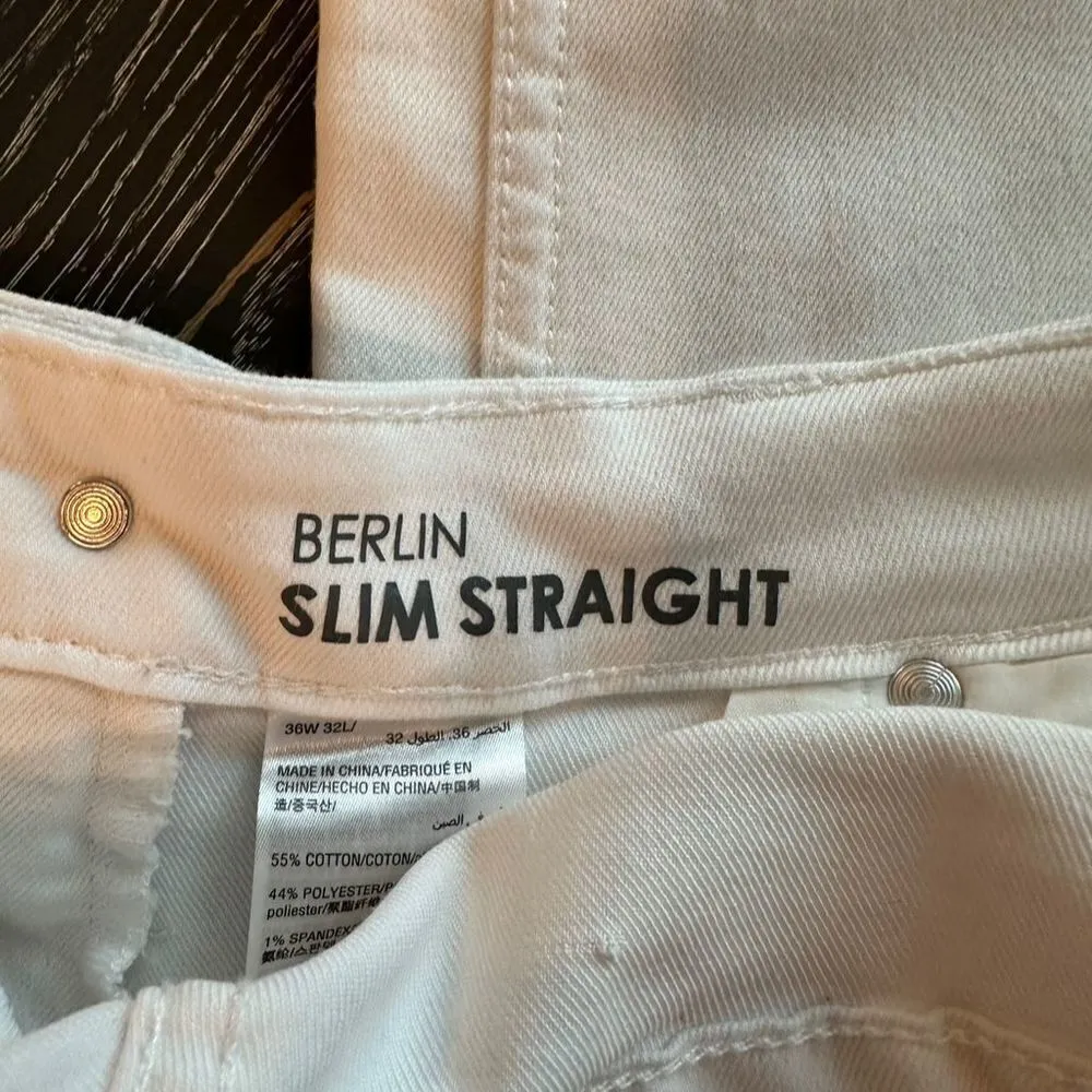 INC Women's Berlin Slim Straight White Jeans Size 36 Inseam 32 Casual Denim - Image 12