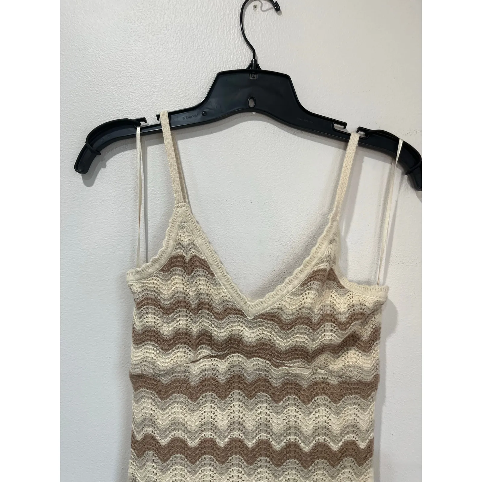 Hollister Crochet Knit Neutral Chevron Boho Festival Midi Dress Size XS - Image 4
