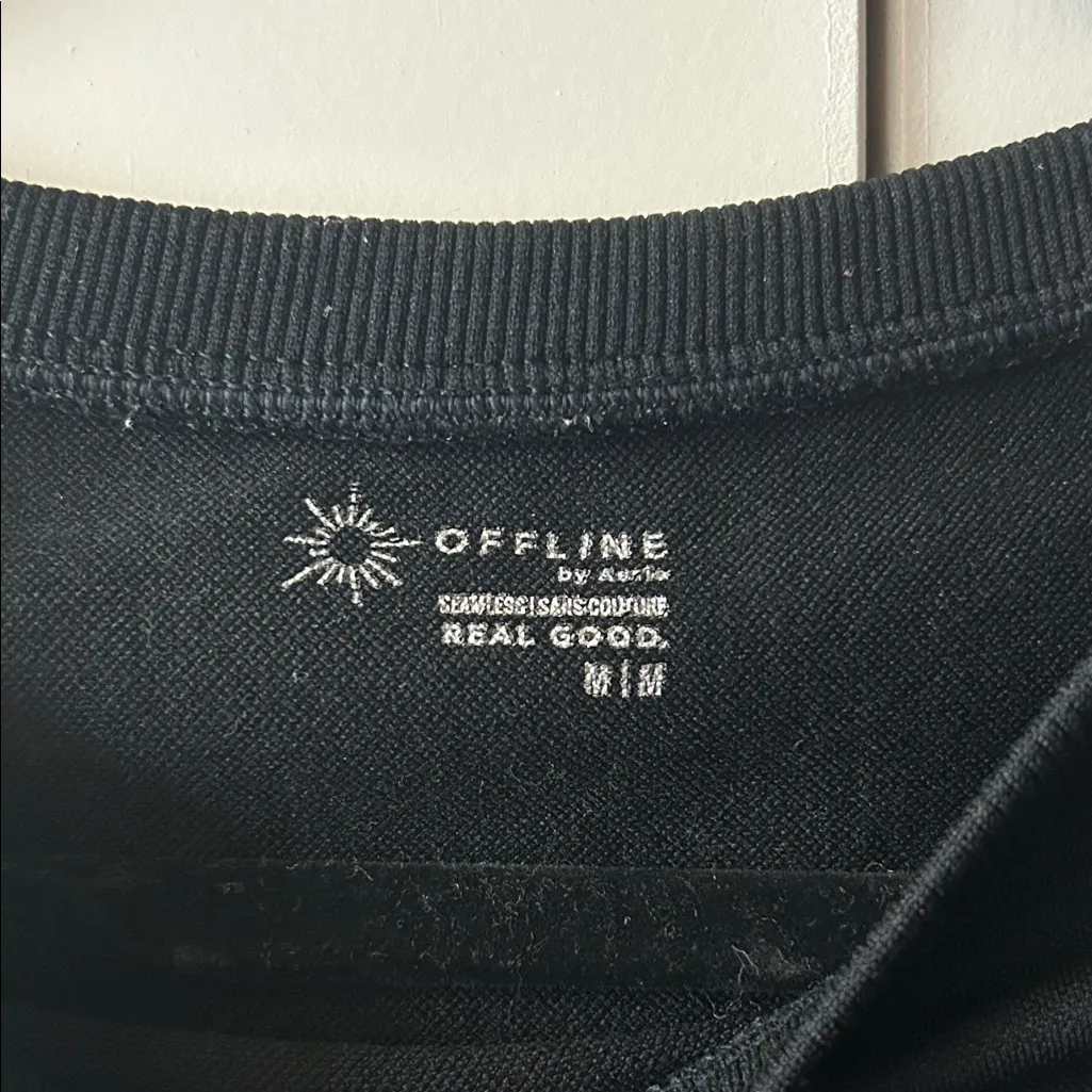 Offline by Aerie Sidewalk Seamless Cropped Shirt Black - Image 2