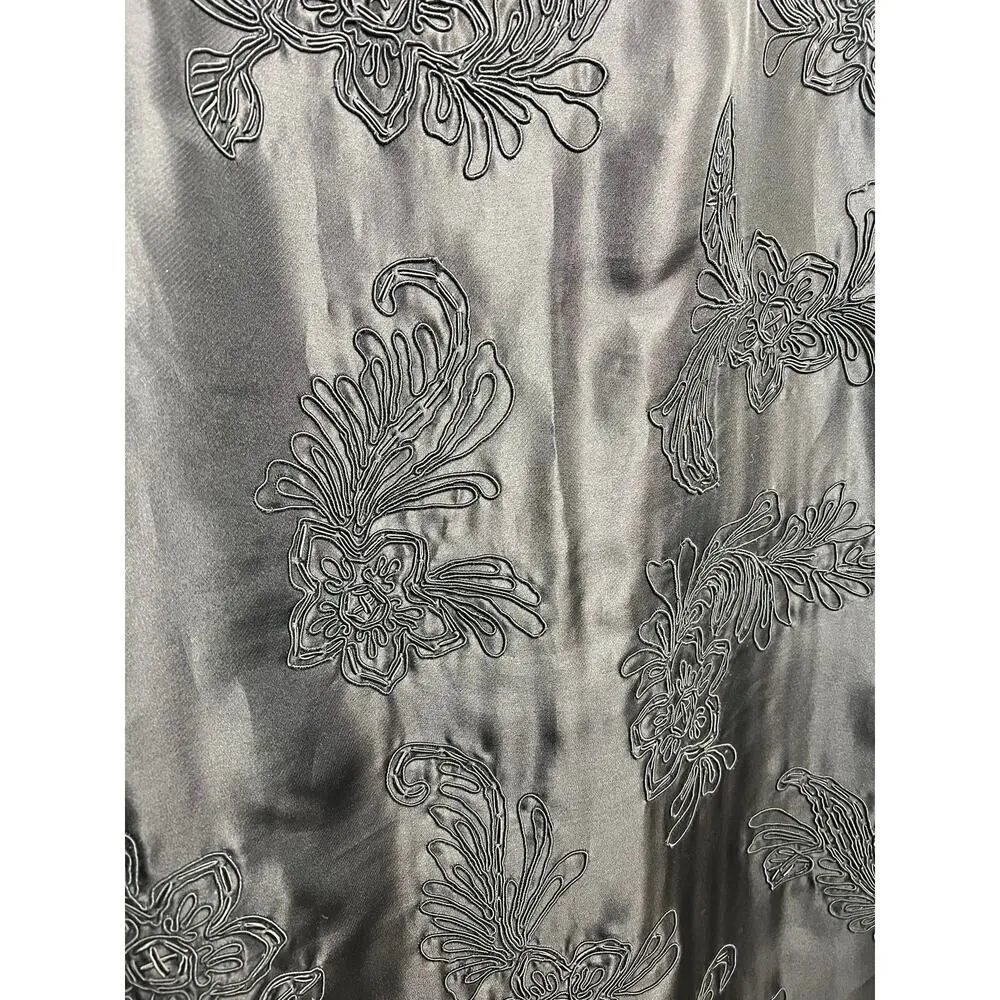 VTG Badgley Mischka Black Silk Embroidered Maxi Skirt Sz. 14 - Image 3