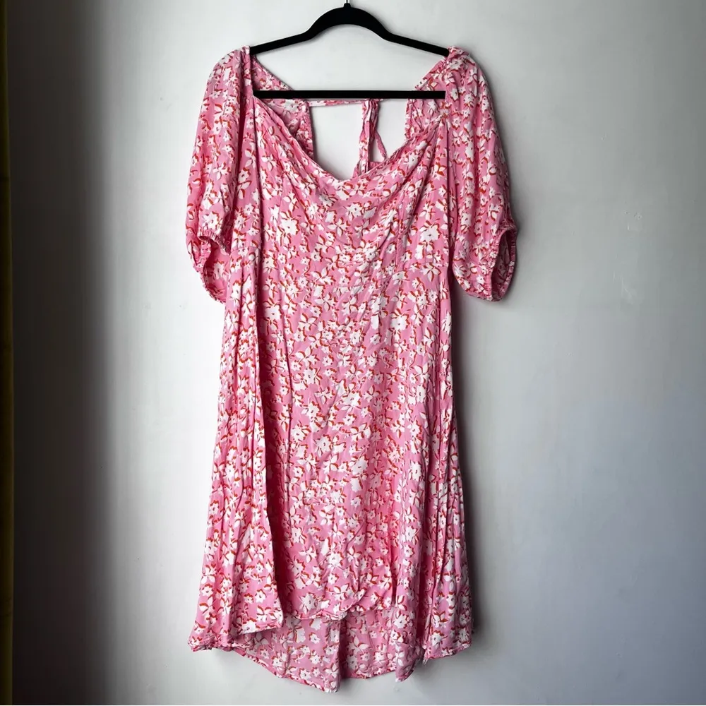 Eloquii Bashful Blooms A-Line Dress with Puff Sleeves Plus Size 24 - Image 4