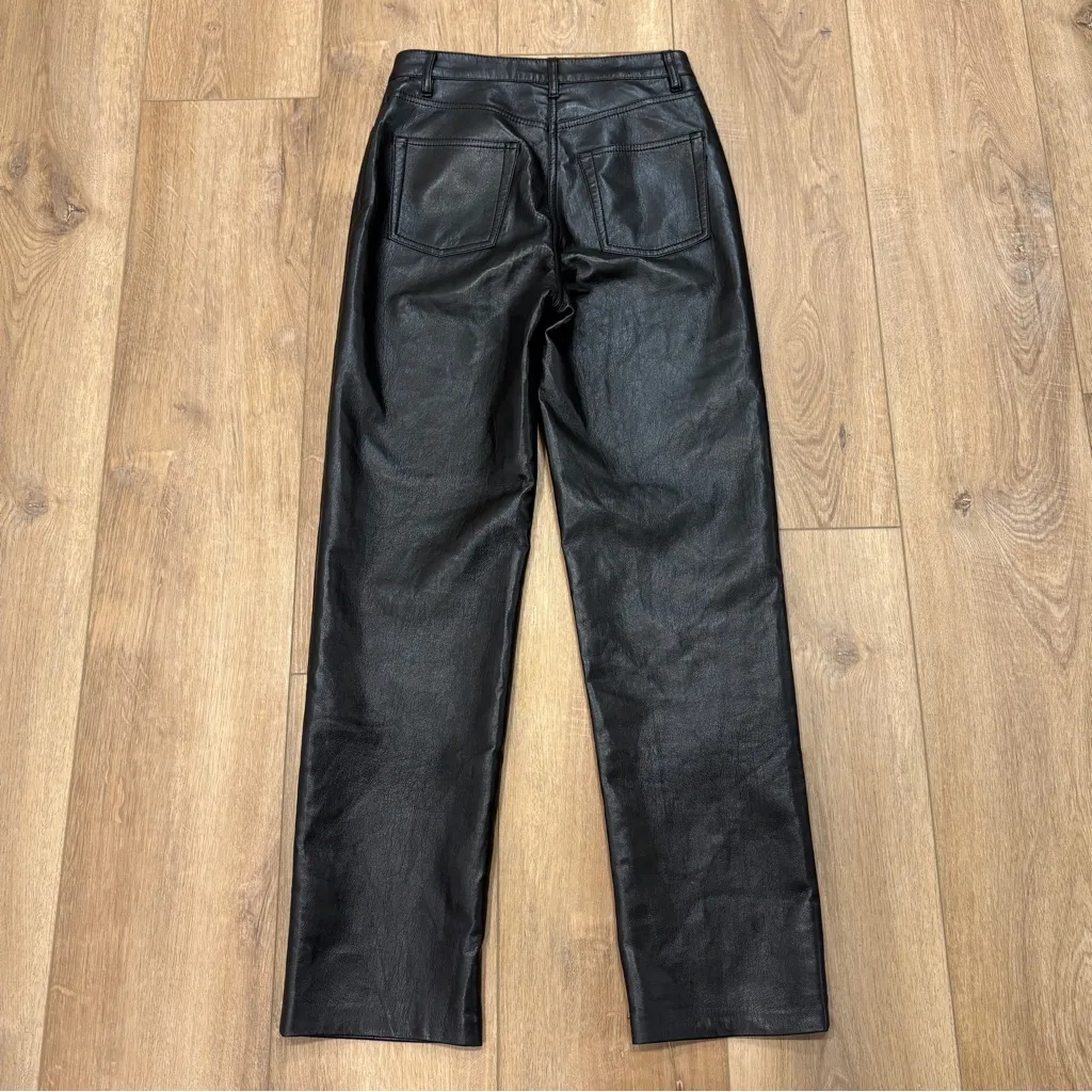 🌟WILFRED🌟 ARITZIA MELINA FAUX VEGAN LEATHER STRAIGHT LEG 5 POCKET PANT BLACK 0 - Image 7