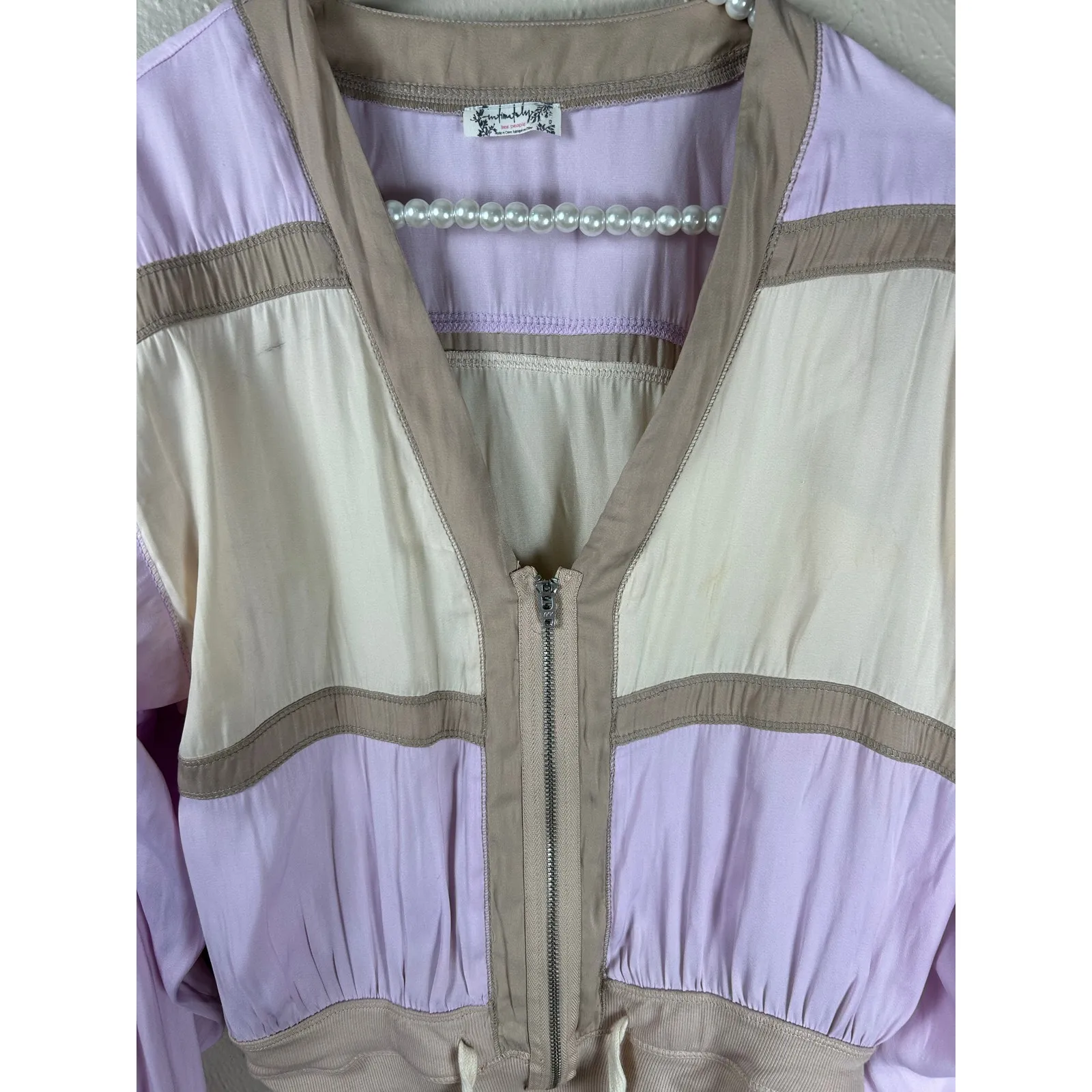 Free People Intimately Track Bodysuit Size XS Colorblock Long Sleeve Purple - Image 7