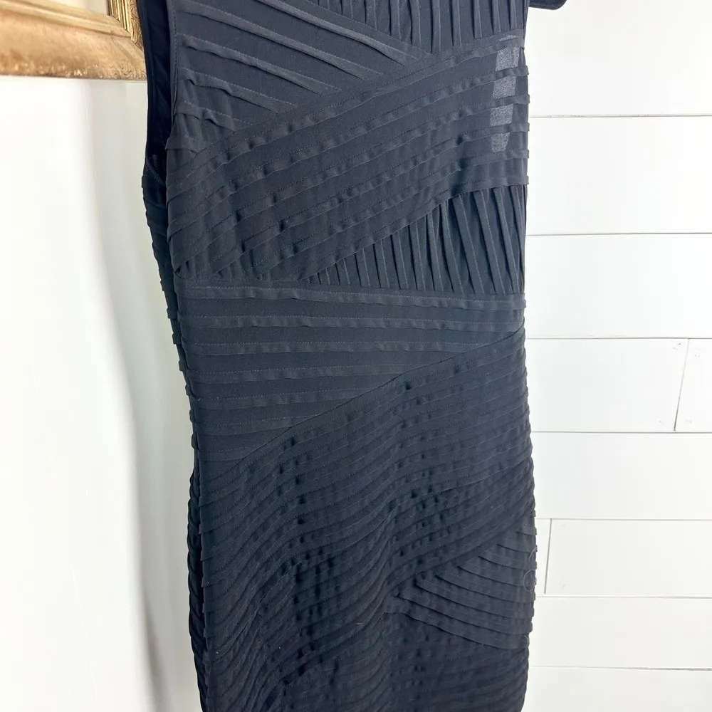 Calvin Klein Sleeveless Sheath Dress Black Size 12 Bandage Pleats Stretch Jersey - Image 4