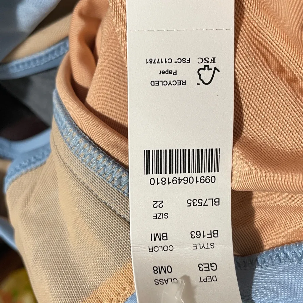 J Crew 1 Piece Swimsuit Bathing Suit Plunge Neck Plus Sz Misty Blue Sz 22 NWT - Image 5