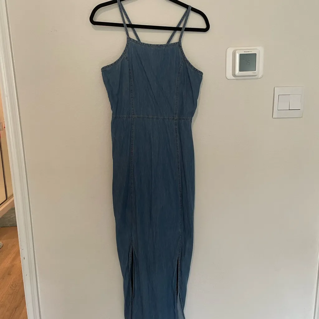 Blue Jean Maxi Dress with Slits Size 6 - Image 3