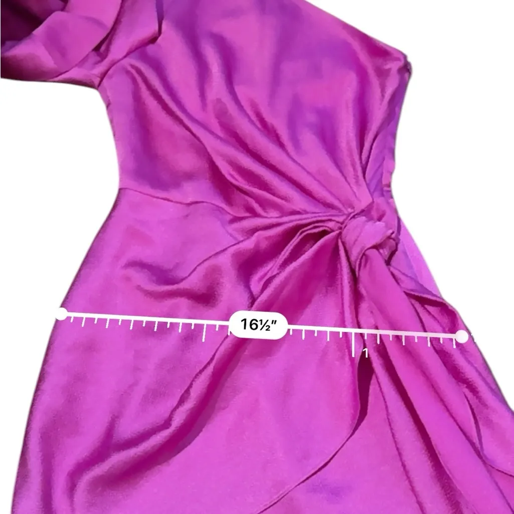 Solace London Marcie One Shoulder Draped Knot Mini Dress in Fuchsia‎ Pink Sz 2 - Image 13