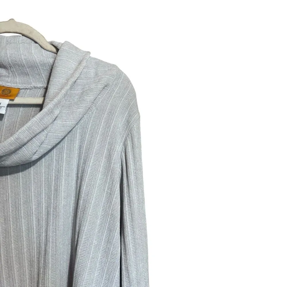 Ruby Rd Sweater Womens 1X Gray Knit Chunky Cowl Neck Pullover Sweatshirt - Image 3