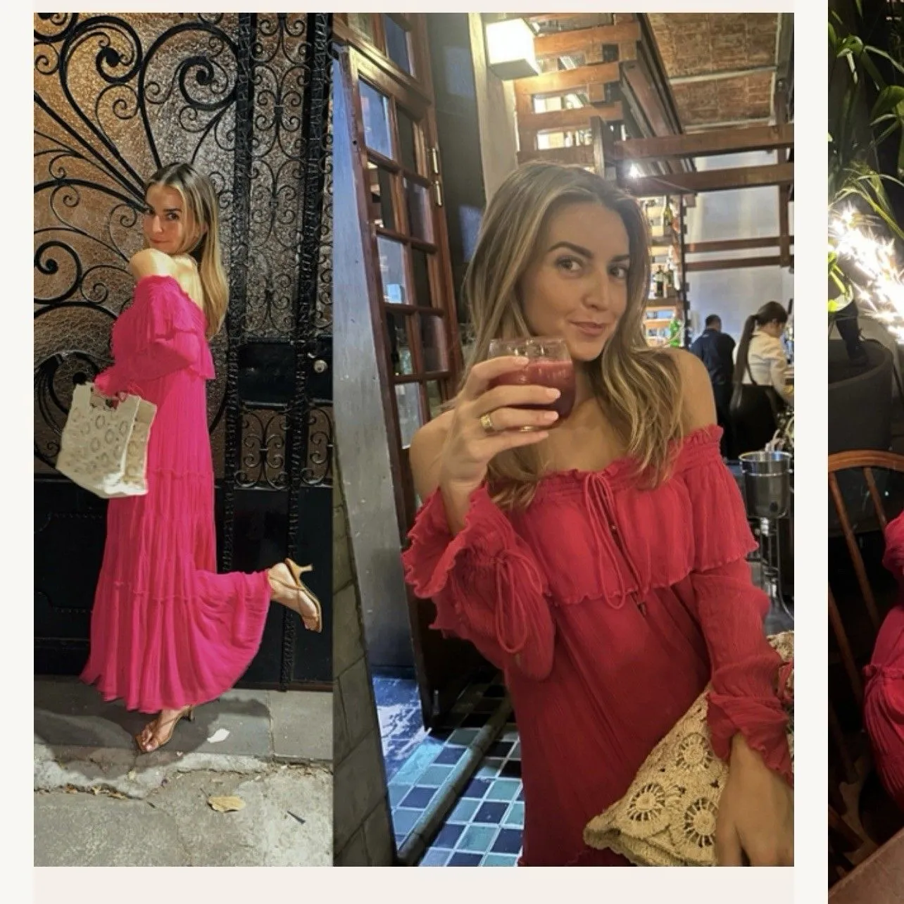 Free People Cherry Pink Maxi Dress Flowy Boho Size Medium - Image 3