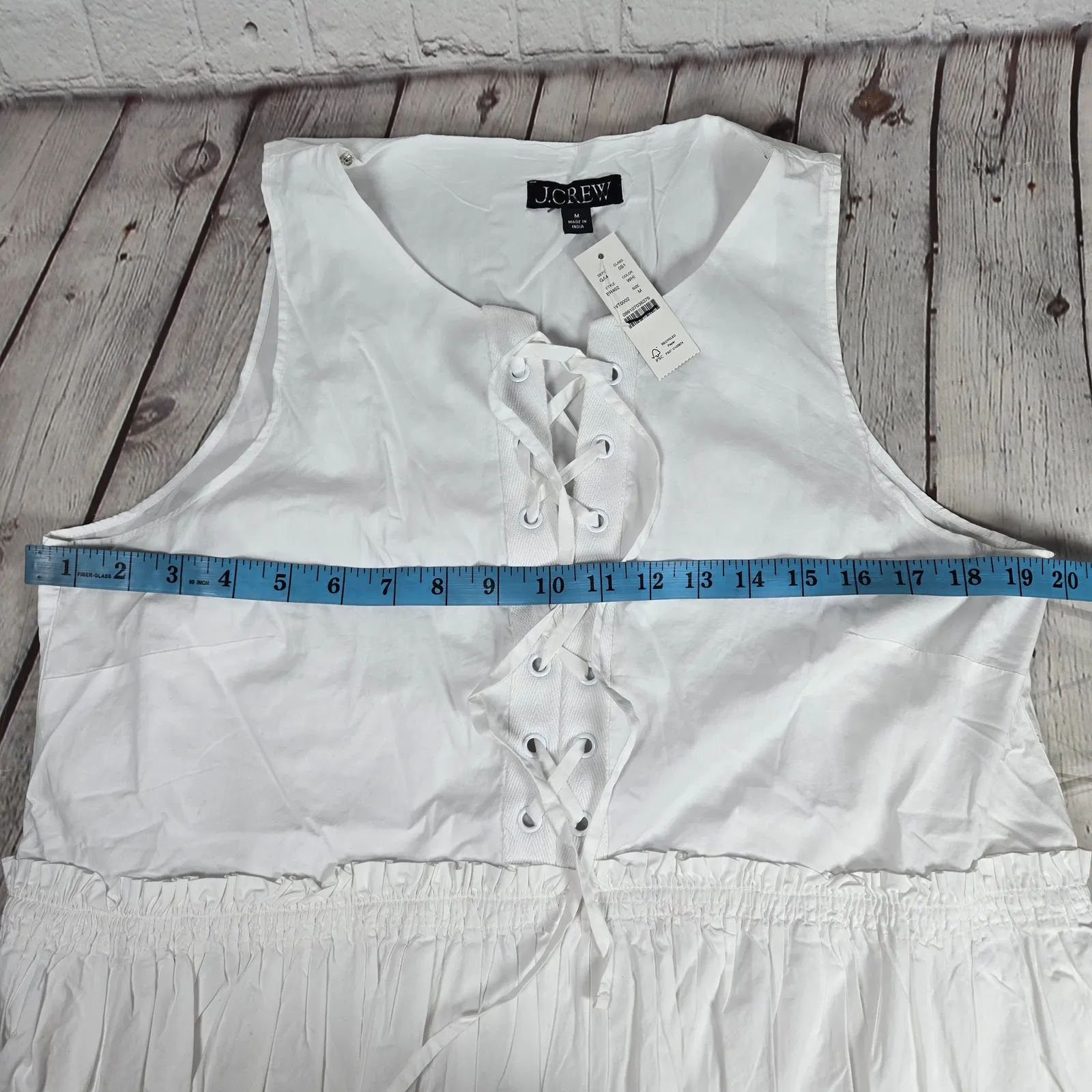J. Crew Tiered lace-up mini dress in cotton poplin White‎ M BR462 - Image 7