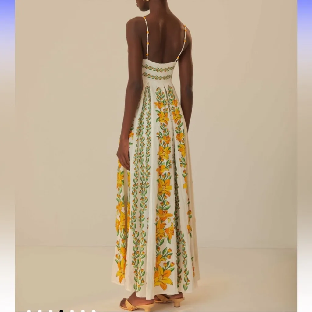 NWOT FARM Rio Off-White Tropical Lightness Floral Sleeveless sundress Maxi sz S - Image 4