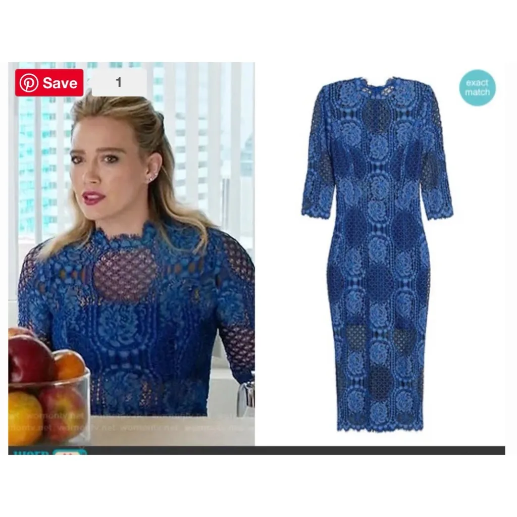 Alexis Miller Allover blue Lace Midi Dress WORN on TV - Image 2