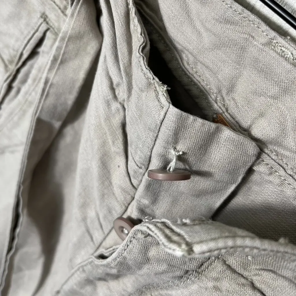 Free People Cream Tan Khaki Linen Blend Tapered Pants Tie Belt Womens Size‎ 4 - Image 6